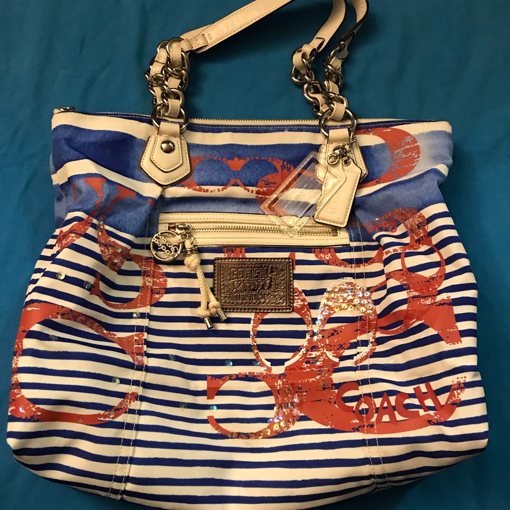 Coach Striped Nautical Tote NWT